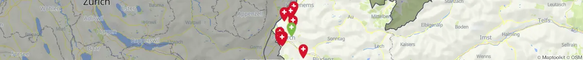 Kartenansicht für Apotheken-Notdienste in der Nähe von Feldkirch (Vorarlberg)